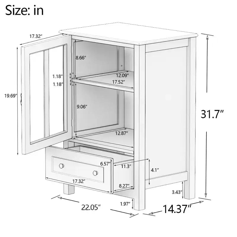 Buffet de rangement moderne 22 avec portes vitrées