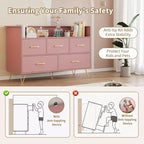 Commode de chambre, commode de 120 cm de large avec lumières LED, station de charge et 5 tiroirs coulissants, armoire de rangement moderne en bois