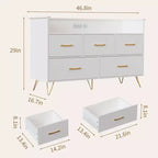 Commode de chambre, commode de 120 cm de large avec lumières LED, station de charge et 5 tiroirs coulissants, armoire de rangement moderne en bois