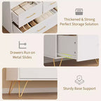 Commode de chambre, commode de 120 cm de large avec lumières LED, station de charge et 5 tiroirs coulissants, armoire de rangement moderne en bois