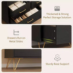 Commode de chambre, commode de 120 cm de large avec lumières LED, station de charge et 5 tiroirs coulissants, armoire de rangement moderne en bois