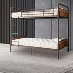 Lit superposé en métal une place sur une place avec barrière de sécurité haute et échelle, lits superposés en métal convertibles pour enfants, adolescents ou adultes, cadre robuste