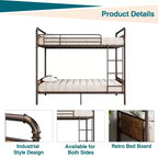 Lit superposé en métal une place sur une place avec barrière de sécurité haute et échelle, lits superposés en métal convertibles pour enfants, adolescents ou adultes, cadre robuste