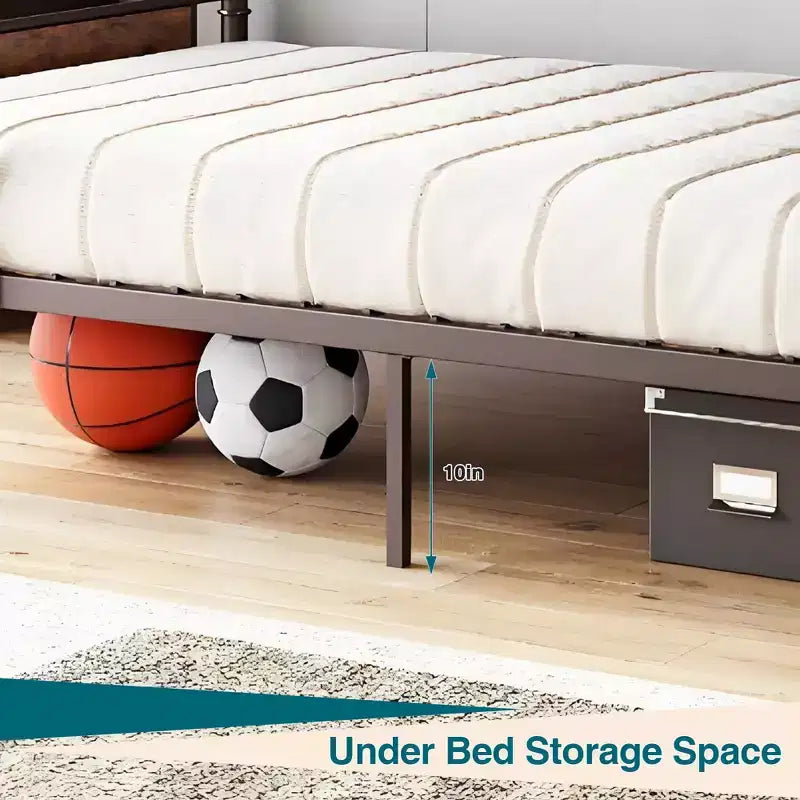 Lit superposé en métal une place sur une place avec barrière de sécurité haute et échelle, lits superposés en métal convertibles pour enfants, adolescents ou adultes, cadre robuste