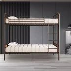Lit superposé en métal une place sur une place avec barrière de sécurité haute et échelle, lits superposés en métal convertibles pour enfants, adolescents ou adultes, cadre robuste
