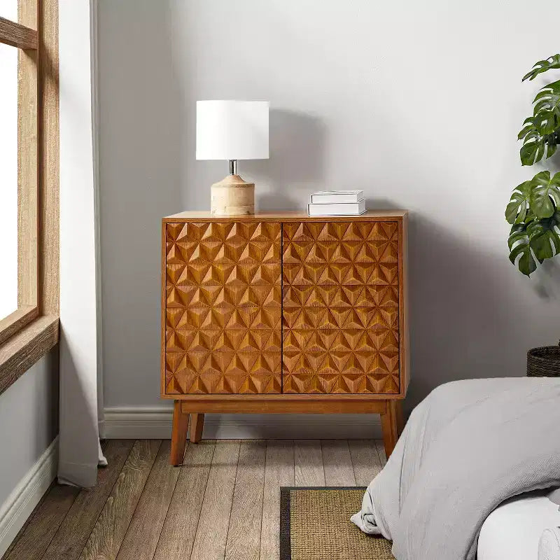 Armoire d'appoint haute 2 portes de 76 cm avec étagères réglables - Noyer