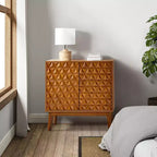 Armoire d'appoint haute 2 portes de 76 cm avec étagères réglables - Noyer