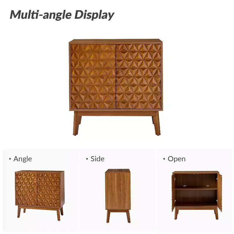 Armoire d'appoint haute 2 portes de 76 cm avec étagères réglables - Noyer