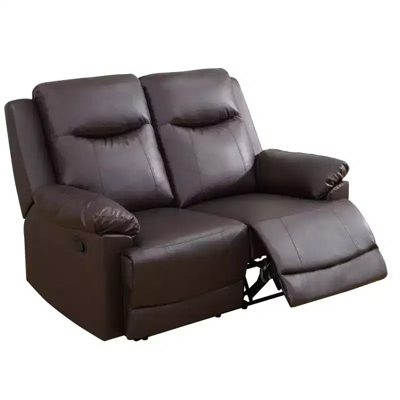 Causeuse inclinable, fauteuil inclinable 2 places en similicuir semi-PU respirant avec dossiers réglables pour le salon, marron