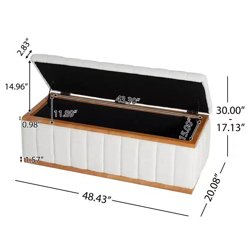 Banc de rangement rectangulaire en tissu haute performance