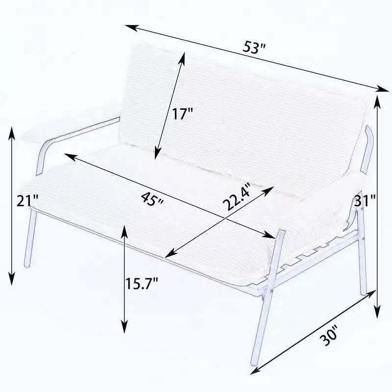 Canapé beige de 135 cm pour petit appartement, salon, chambre à coucher