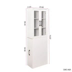 Meuble de rangement vitrine de 180 cm de haut avec étagères coulissantes multifonction à quatre niveaux et portes doubles en verre, armoire de rangement de cuisine - Bois