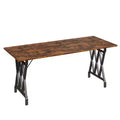 77 Wooden Dining Table for 4-6, Rectangular Kitchen Table with Metal Legs, Farmhouse Dinner Table for Home Dining Room Living Room, No Chairs