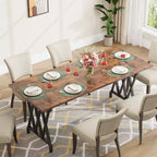 77 Table à Manger en Bois pour 4-6 Personnes, Table de Cuisine Rectangulaire avec Pieds en Métal, Table de Ferme pour Salle à Manger, Salon, Sans Chaises