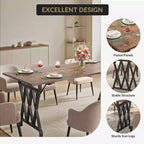 77 Table à Manger en Bois pour 4-6 Personnes, Table de Cuisine Rectangulaire avec Pieds en Métal, Table de Ferme pour Salle à Manger, Salon, Sans Chaises