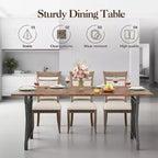 77 Table à Manger en Bois pour 4-6 Personnes, Table de Cuisine Rectangulaire avec Pieds en Métal, Table de Ferme pour Salle à Manger, Salon, Sans Chaises
