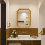 Armoire à pharmacie de ferme avec miroir d'angle rond et étagères de rangement