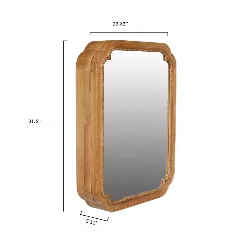 Armoire à pharmacie de ferme avec miroir d'angle rond et étagères de rangement
