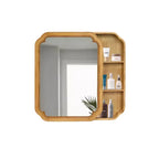 Armoire à pharmacie de ferme avec miroir d'angle rond et étagères de rangement