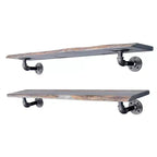 Pipe Decor 36 Riverstone Grey Live Edge Wood Shelf with L-Shaped Pipe Brackets (2-Pack)