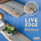 Étagère en bois à bords bruts Riverstone Grey de 36 po avec supports de tuyauterie en L (paquet de 2)