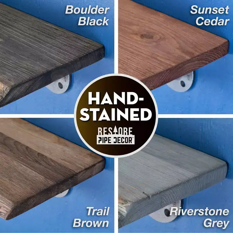 Étagère en bois à bords bruts Riverstone Grey de 36 po avec supports de tuyauterie en L (paquet de 2)