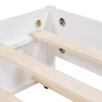 Lit plateforme Queen Size en rotin avec lit gigogne, cadre de lit Queen en bois avec 2 grands tiroirs de rangement