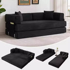 COZONY Convertible Corduroy Sofa Bed, Folding Floor Couch with Pillows, No Assembly Required for Living Room Bedroom Dorm