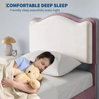 Cadre de lit simple rembourré pour enfant avec tiroirs de rangement et tête de lit festonnée, lattes en bois robustes pour le soutien, mobilier de chambre d'enfant