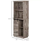 Buffet de cuisine rustique autoportant avec vaisselier, armoire de rangement avec porte coulissante de style grange, étagère réglable, bois vintage