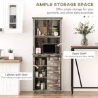 Buffet de cuisine rustique autoportant avec vaisselier, armoire de rangement avec porte coulissante de style grange, étagère réglable, bois vintage