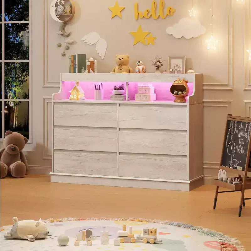 Commode à 6 tiroirs, organiseur de tiroirs de garde-robe moderne, armoire de rangement en bois pour chambre à coucher, salon, entrée