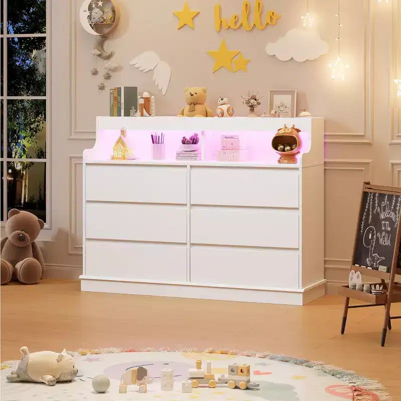 Commode à 6 tiroirs, organiseur de tiroirs de garde-robe moderne, armoire de rangement en bois pour chambre à coucher, salon, entrée