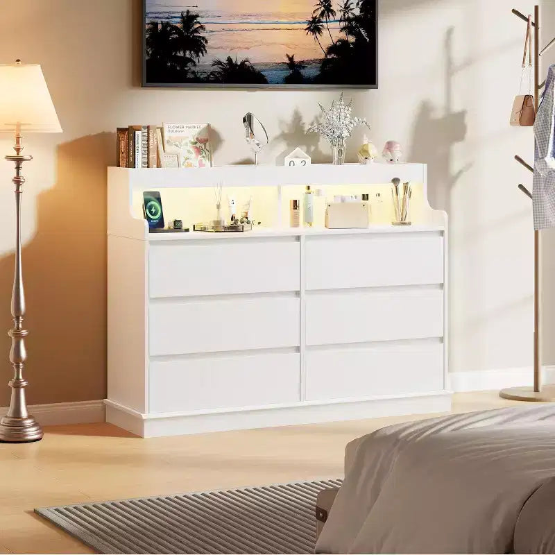 Commode à 6 tiroirs, organiseur de tiroirs de garde-robe moderne, armoire de rangement en bois pour chambre à coucher, salon, entrée