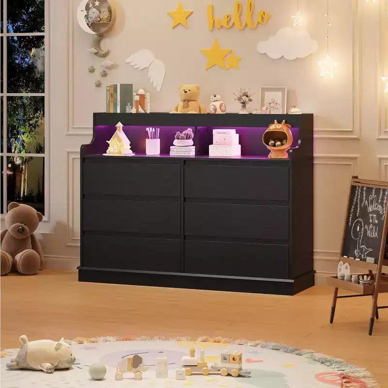 Commode à 6 tiroirs, organiseur de tiroirs de garde-robe moderne, armoire de rangement en bois pour chambre à coucher, salon, entrée