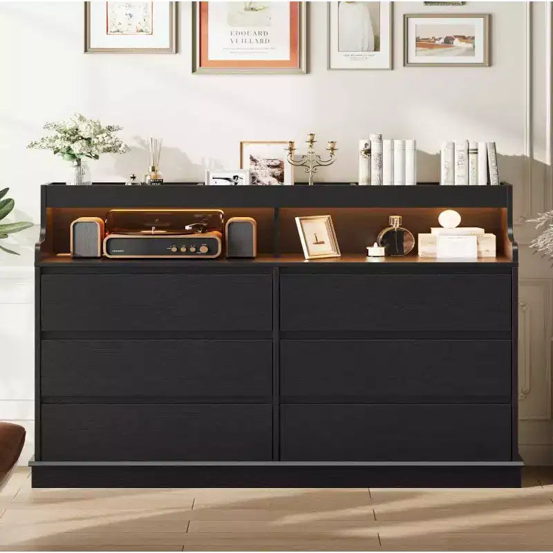 6 drawer dresser, modern wardrobe drawer organizer, wooden storage cabinet for bedroom, living room, entryway