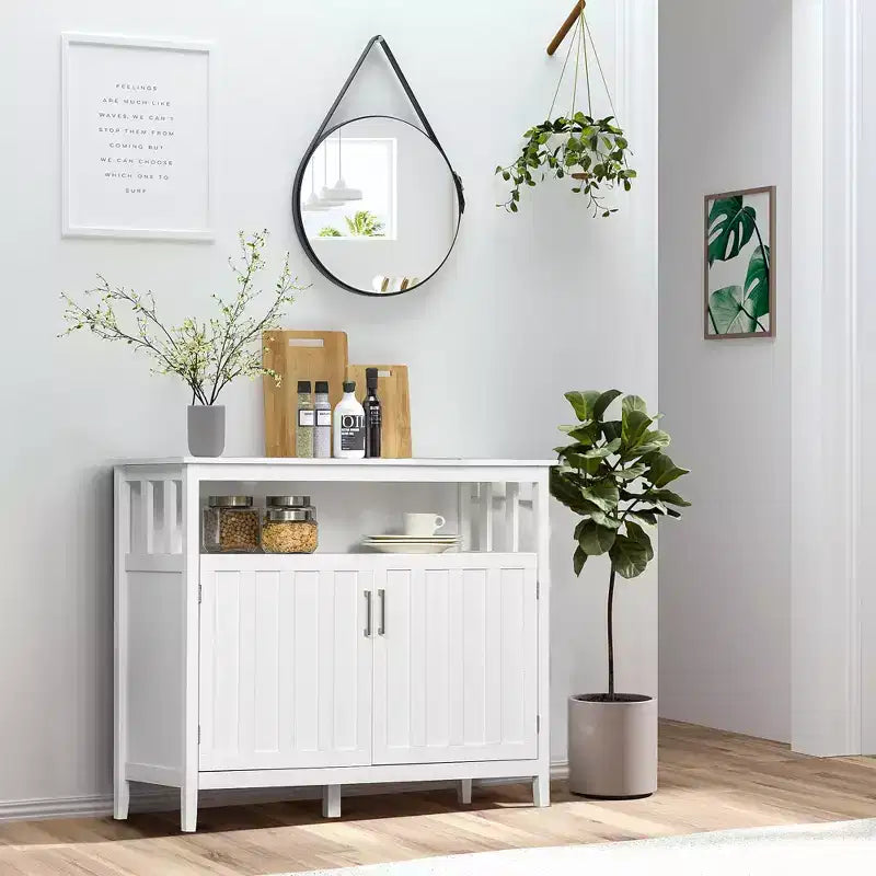 Buffet de salle à manger/bar avec 2 portes et étagères réglables, Console pour cuisine, entrée, salon