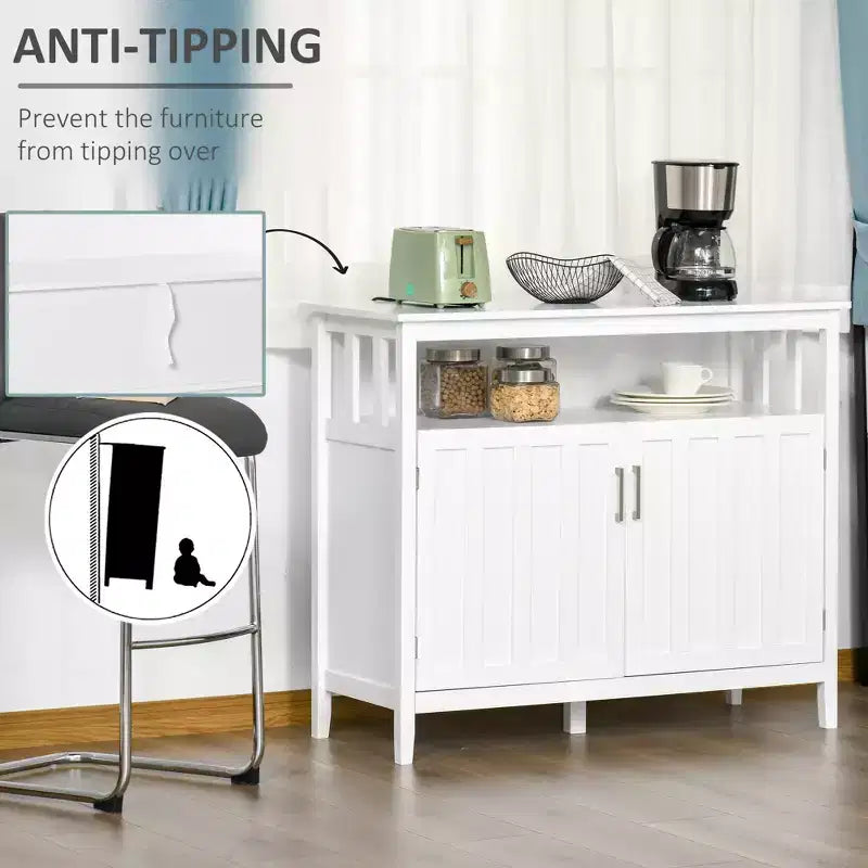 Buffet de salle à manger/bar avec 2 portes et étagères réglables, Console pour cuisine, entrée, salon