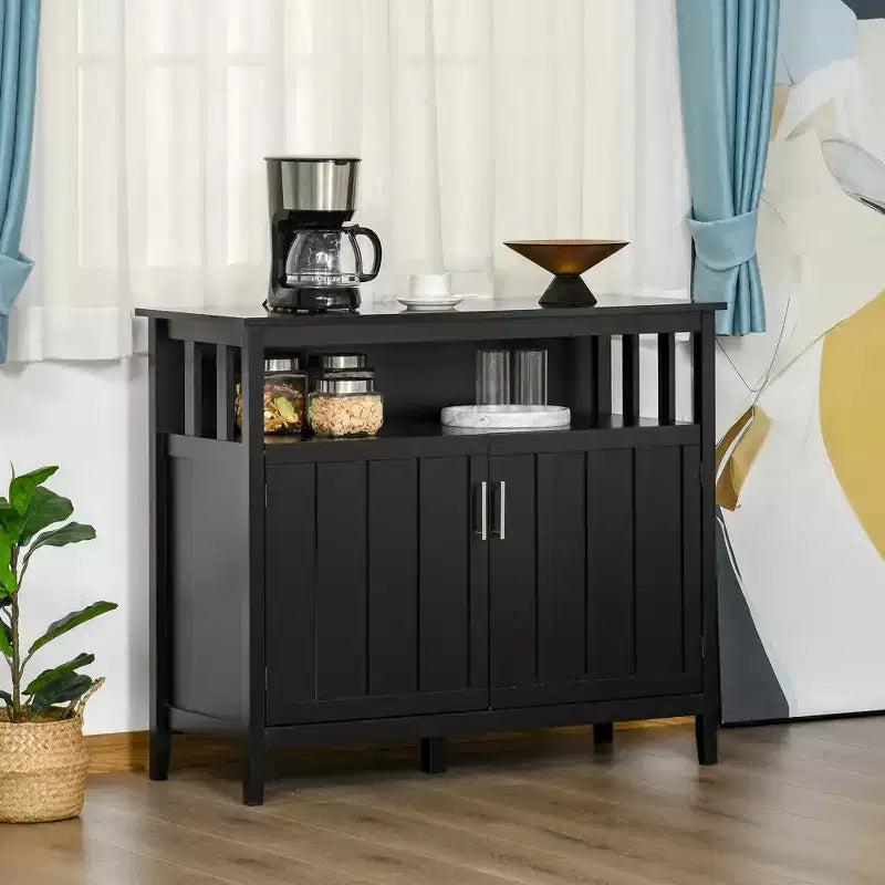 Buffet de salle à manger/bar avec 2 portes et étagères réglables, Console pour cuisine, entrée, salon