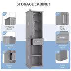 Meuble de Rangement Haut pour Salle de Bain, Meuble de Rangement Autonome avec Deux Portes de Tailles Différentes et Étagère Réglable