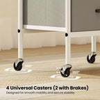Chariot de rangement utilitaire roulant avec 2 étagères ouvertes et 2 tiroirs en tissu pour chambre à coucher