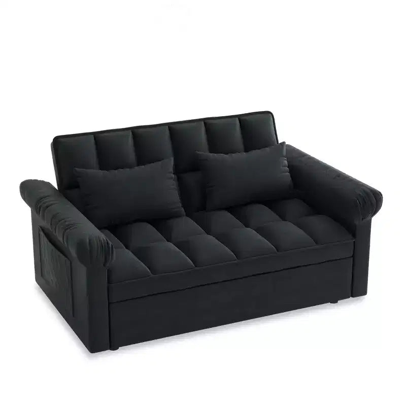 Canapé-Lit Moderne Convertible avec Accoudoirs, Convertible en Lit, Réglable, pour Salon, Chambre, Noir