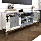 TV Stand for TVs Up to 65 Inches, Media Console Table with Storage, Mirror Entertainment Center Cabinet