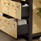 Commode à 9 tiroirs, Buffet avec relief creux, Table de buffet polyvalente, Meuble de rangement de cuisine, Meuble d'art pour chambre à coucher/salle à manger/salon