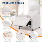 Fauteuil inclinable réglable ergonomique surdimensionné, Fauteuil de cinéma maison pour adultes avec poches latérales, Dossier haut, Siège rembourré, pour salon