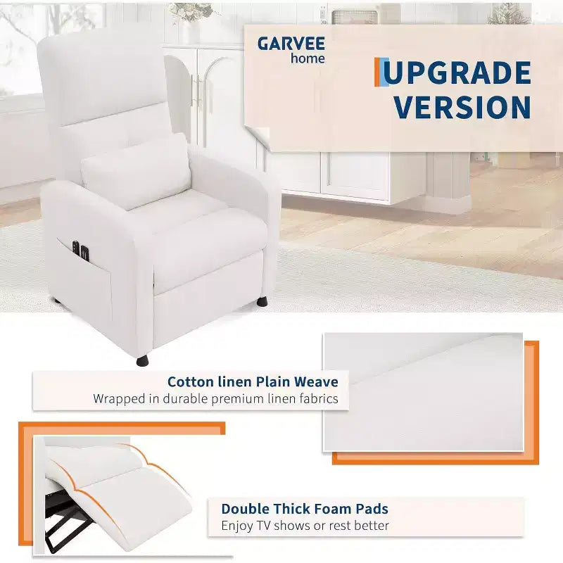 Fauteuil inclinable réglable ergonomique surdimensionné, Fauteuil de cinéma maison pour adultes avec poches latérales, Dossier haut, Siège rembourré, pour salon