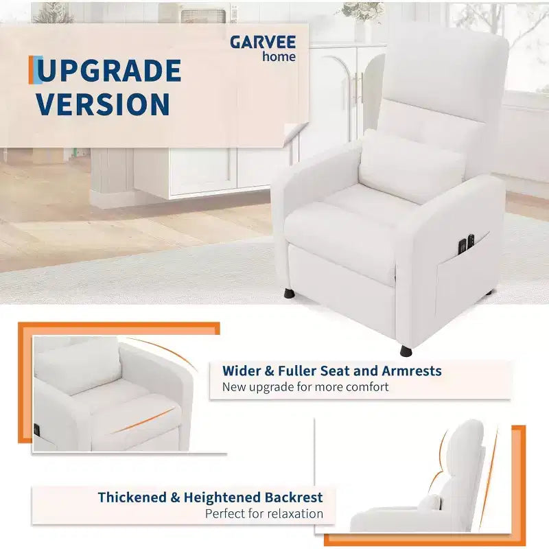Fauteuil inclinable réglable ergonomique surdimensionné, Fauteuil de cinéma maison pour adultes avec poches latérales, Dossier haut, Siège rembourré, pour salon
