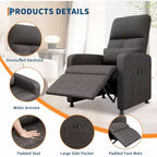 Fauteuil inclinable réglable ergonomique surdimensionné, Fauteuil de cinéma maison pour adultes avec poches latérales, Dossier haut, Siège rembourré, pour salon