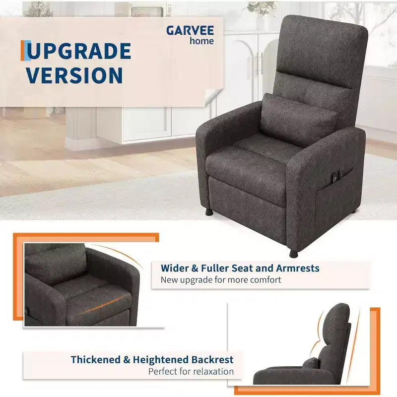 Fauteuil inclinable réglable ergonomique surdimensionné, Fauteuil de cinéma maison pour adultes avec poches latérales, Dossier haut, Siège rembourré, pour salon