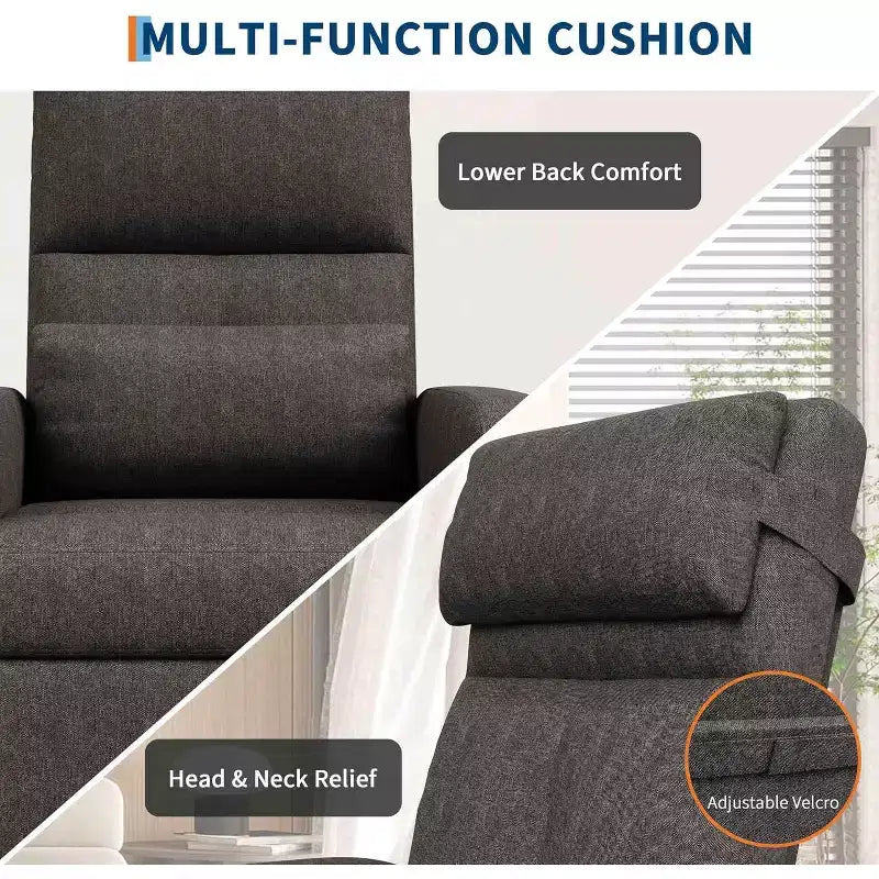 Fauteuil inclinable réglable ergonomique surdimensionné, Fauteuil de cinéma maison pour adultes avec poches latérales, Dossier haut, Siège rembourré, pour salon